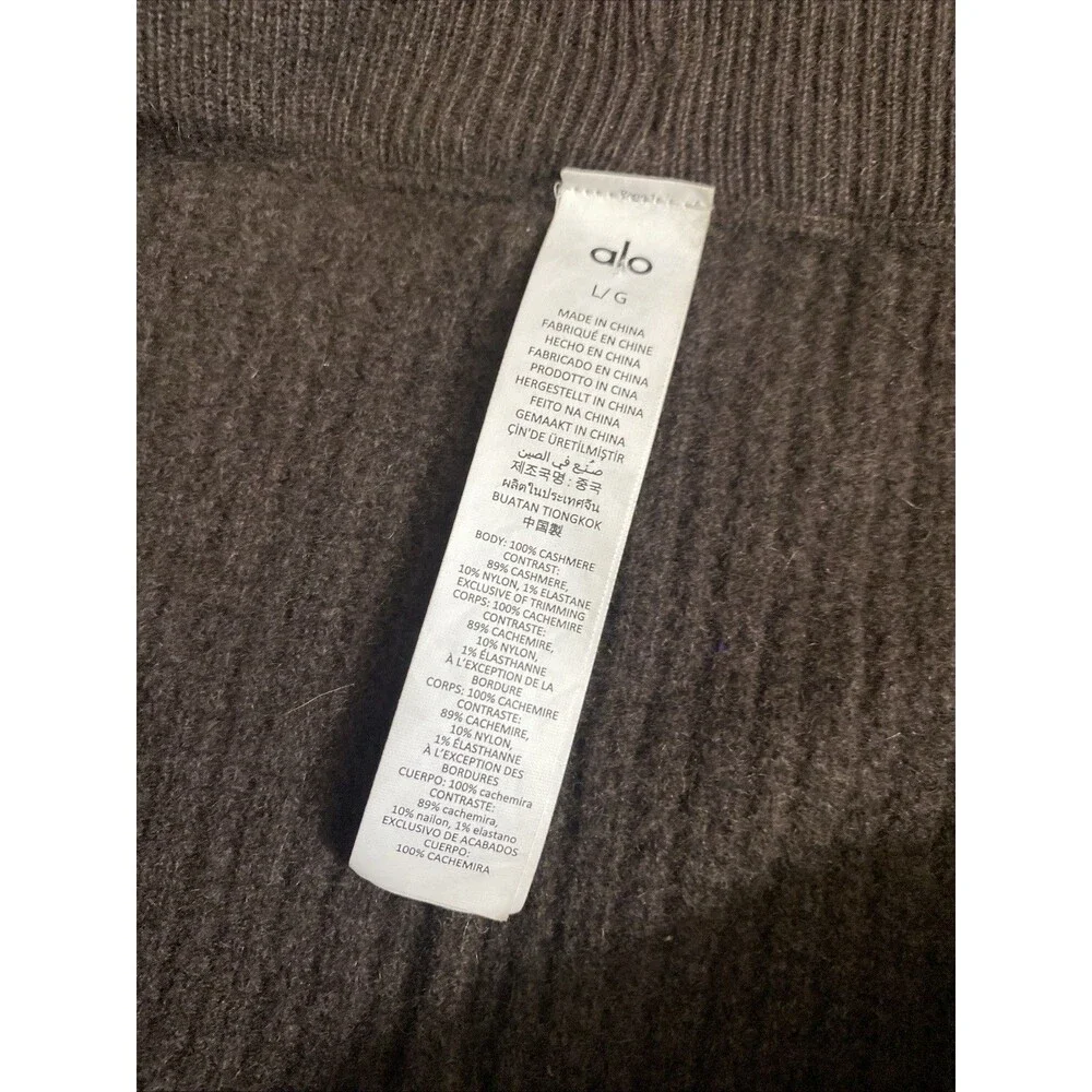 Alo Yoga Cashmere High-Waist Plush Waffle Knit Pants Sz L Espresso Brown Lounge